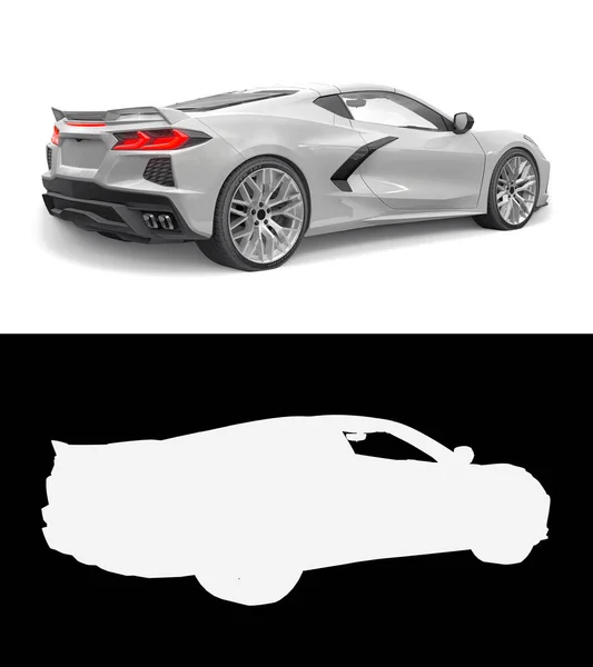 Sports Car White Background Combined Illustration Normal Picture Alpha Channel — Stock Photo, Image