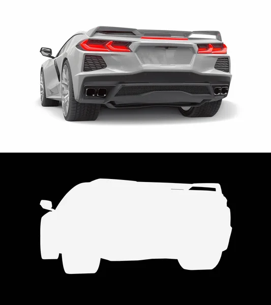 Sports Car White Background Combined Illustration Normal Picture Alpha Channel — Stock Photo, Image