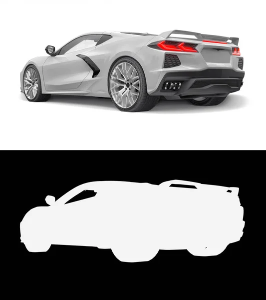 Sports Car White Background Combined Illustration Normal Picture Alpha Channel — Stock Photo, Image