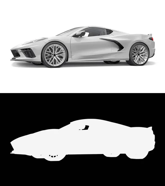 Auto Sportiva Sfondo Bianco Illustrazione Combinata Quadro Normale Canale Alfa — Foto Stock