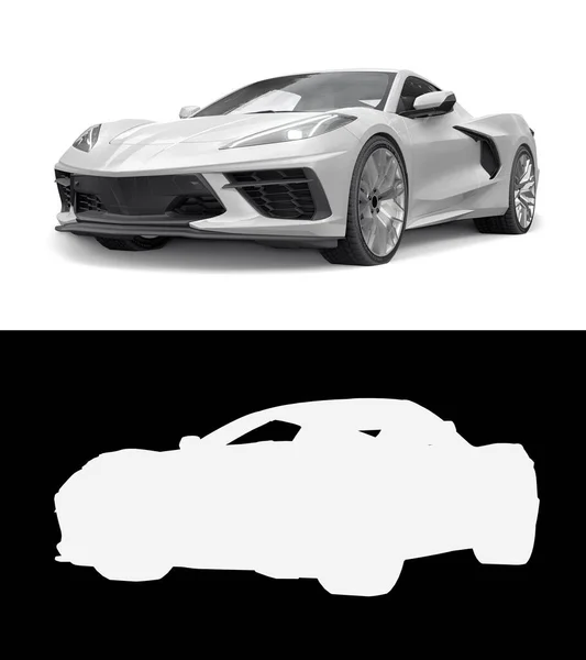 Auto Sportiva Sfondo Bianco Illustrazione Combinata Quadro Normale Canale Alfa — Foto Stock