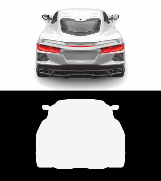 Спортивный Автомобиль Белом Фоне Комбинированная Иллюстрация Нормального Изображения Альфа Канала — стоковое фото
