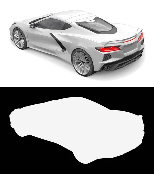 Sports Car White Background Combined Illustration Normal Picture Alpha Channel — Stock Photo, Image