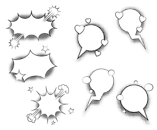 Burbujas Voz Con Sombras Medio Tono Ilustración Vectorial Aislada Sobre — Vector de stock