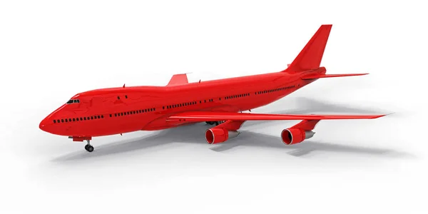 Large Passenger Aircraft Large Capacity Long Transatlantic Flights Red Airplane — Stock Photo, Image