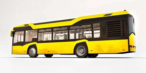 Autobús Amarillo Urbano Mediun Sobre Fondo Blanco Renderizado — Foto de Stock