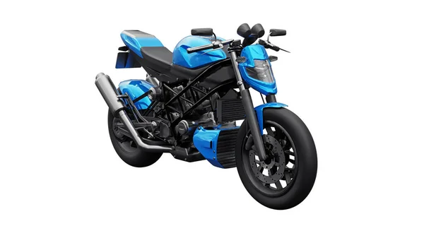 Blauwe Super Sport Motorfiets Witte Achtergrond Illustratie — Stockfoto