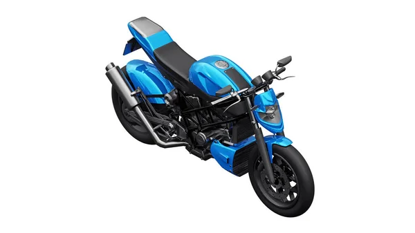 Motocicleta Super Esportiva Azul Fundo Branco Ilustração — Fotografia de Stock