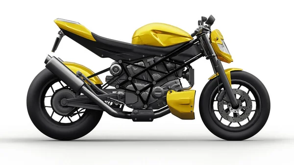 Gul Super Sport Motorcykel Vit Bakgrund Illustration — Stockfoto