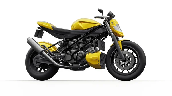 Gul Super Sport Motorcykel Vit Bakgrund Illustration — Stockfoto