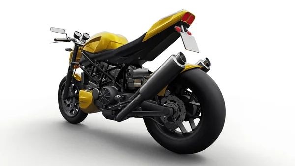 Beyaz Arka Planda Sarı Süper Spor Motosiklet Illüstrasyon — Stok fotoğraf