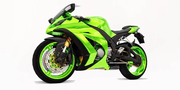 Moto Super Sportiva Verde Sfondo Bianco Isolato Illustrazione — Foto Stock