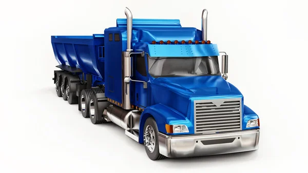 Large Blue American Truck Trailer Type Dump Truck Transporting Bulk — Stock Photo, Image