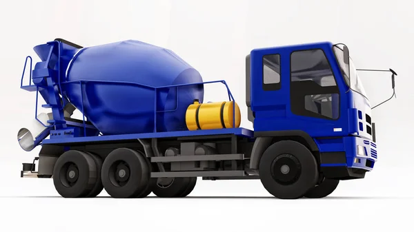 Camión Mezclador Concreto Azul Fondo Blanco Ilustración Tridimensional Del Equipo —  Fotos de Stock