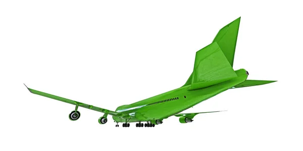 Avion Vert Sur Fond Blanc Isolé Grands Avions Passagers Grande — Photo