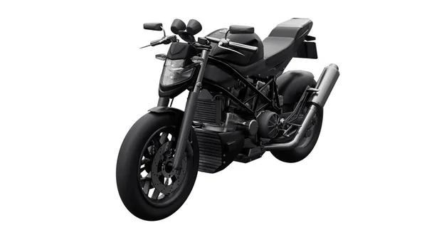 Svart Super Sport Motorcykel Vit Bakgrund Illustration — Stockfoto