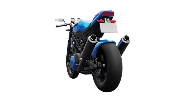 Motocicleta Super Esportiva Azul Fundo Branco Ilustração — Fotografia de Stock