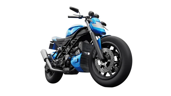 Motocicleta Super Esportiva Azul Fundo Branco Ilustração — Fotografia de Stock