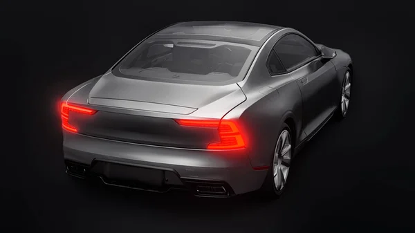 Concept Car Sports Premium Coupe Gray Car Black Background Plug — Stock Photo, Image