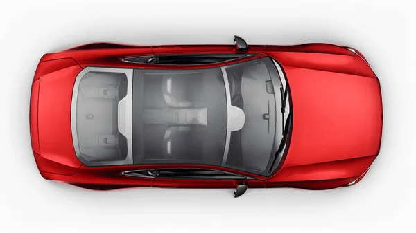 コンセプトカースポーツプレミアムクーペ プラグインハイブリッド 環境に優しい輸送技術 白い背景に赤い車 3Dレンダリング — ストック写真