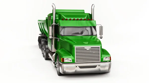 Large Green American Truck Trailer Type Dump Truck Transporting Bulk — Stock Photo, Image