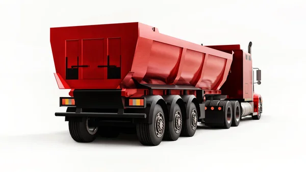 Großer Roter Amerikanischer Lkw Mit Anhänger Für Den Transport Von — Stockfoto