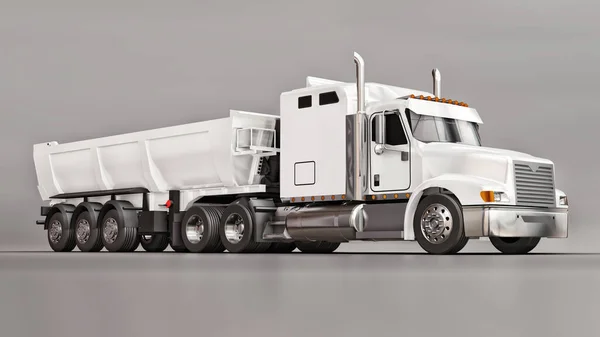 Grande Camion Americano Bianco Con Tipo Rimorchio Dump Truck Trasporto — Foto Stock