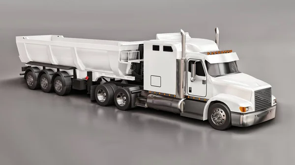 Grote Witte Amerikaanse Truck Met Een Trailer Type Dump Truck — Stockfoto