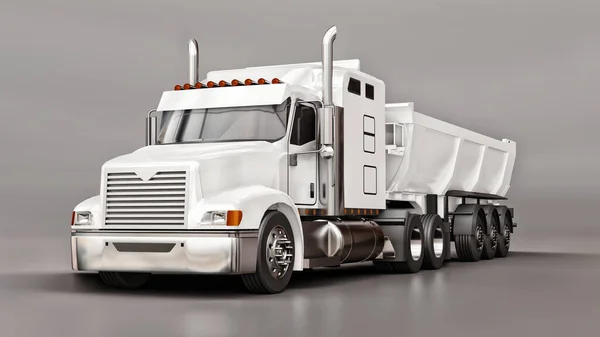 Large White American Truck Trailer Type Dump Truck Transporting Bulk — Stock Photo, Image