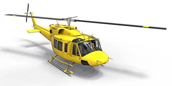Helicóptero Amarillo Transporte Militar Pequeño Sobre Fondo Blanco Aislado Servicio — Foto de Stock