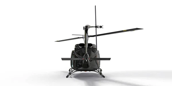 白い隔離された背景に黒い小さな軍用輸送ヘリコプター ヘリコプター救助隊だ タクシーだ 救急車や救助サービスのためのヘリコプター 3Dイラスト — ストック写真