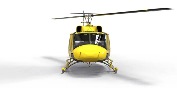 Yellow Small Military Transport Helicopter White Isolated Background Helicopter Rescue — Stock Photo, Image