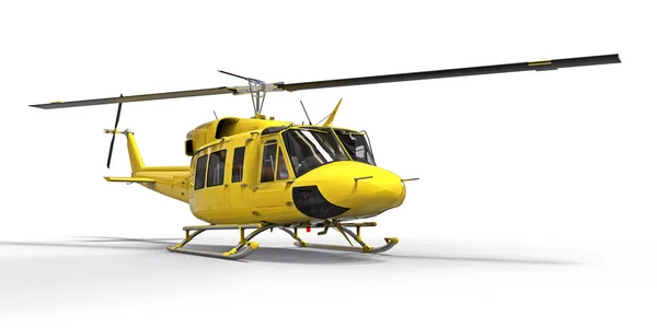 Желтый Небольшой Военно Транспортный Вертолет Белом Изолированном Фоне Служба Спасения — стоковое фото