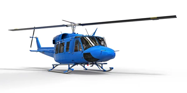 Blue Small Military Transport Helicopter White Isolated Background Helicopter Rescue — Stock Photo, Image