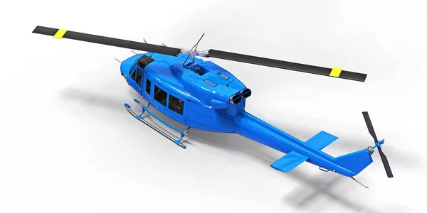 Beyaz Arka Planda Küçük Mavi Askeri Nakliye Helikopteri Helikopter Kurtarma — Stok fotoğraf