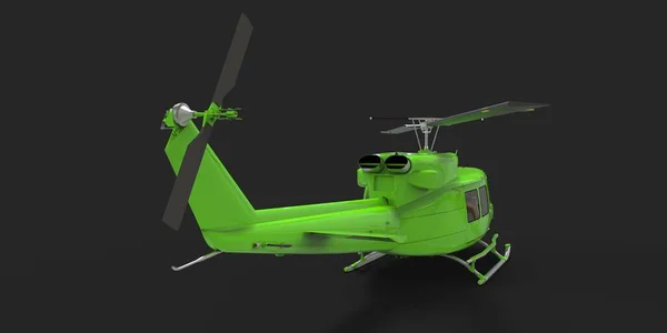 Groene Kleine Militaire Transport Helikopter Zwarte Geïsoleerde Achtergrond Helikopter Reddingsdienst — Stockfoto