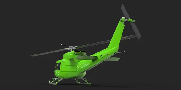 Piccolo Elicottero Trasporto Militare Verde Sfondo Nero Isolato Servizio Soccorso — Foto Stock