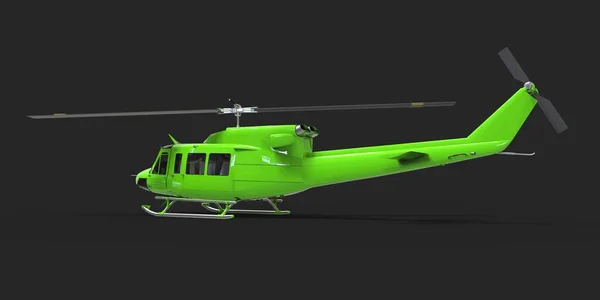 Piccolo Elicottero Trasporto Militare Verde Sfondo Nero Isolato Servizio Soccorso — Foto Stock