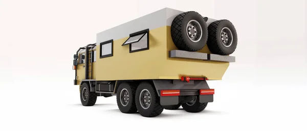 Grote Vrachtwagen Voorbereid Lange Moeilijke Expedities Afgelegen Gebieden Vrachtwagen Met — Stockfoto