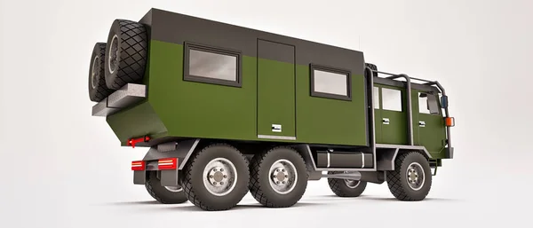 Grote Groene Truck Voorbereid Voor Lange Uitdagende Expedities Afgelegen Gebieden — Stockfoto