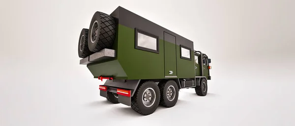 Grande Camion Verde Preparato Lunghe Impegnative Spedizioni Aree Remote Camion — Foto Stock