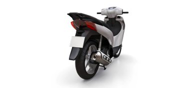 Beyaz arka planda modern kentsel beyaz motosiklet. 3d illüstrasyon