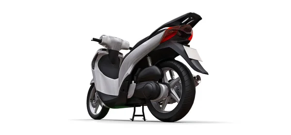 Modern Városi Fehér Moped Fehér Háttérrel Illusztráció — Stock Fotó