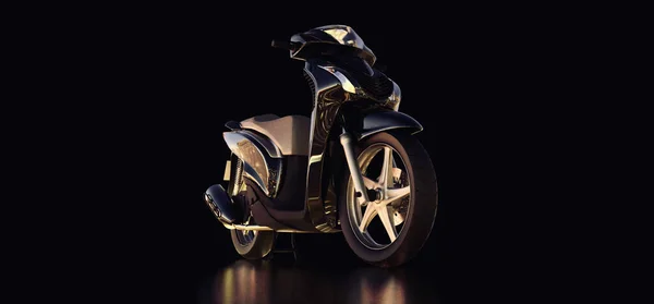 Modern Urban Black Moped Black Background Illustration — Stock Photo, Image