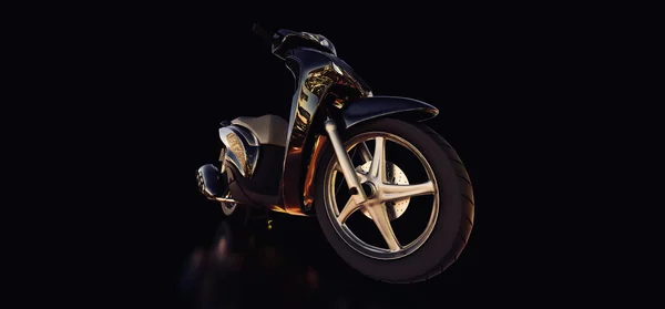 Modern Urban Black Moped Black Background Illustration — Stock Photo, Image