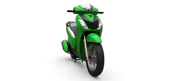 Modern Városi Zöld Moped Fehér Háttérrel Illusztráció — Stock Fotó