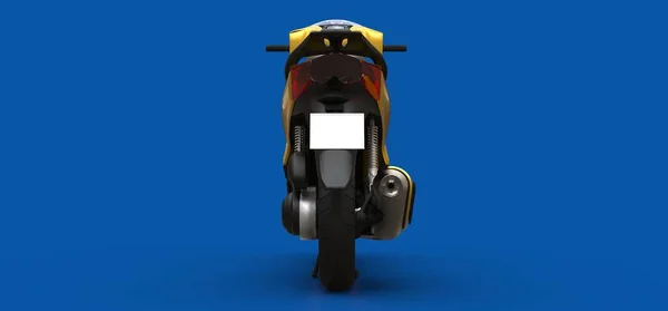 Modern Urban Yellow Moped Blue Background Illustration — Stock Photo, Image