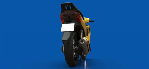Modern Urban Gul Moped Blå Bakgrund Illustration — Stockfoto