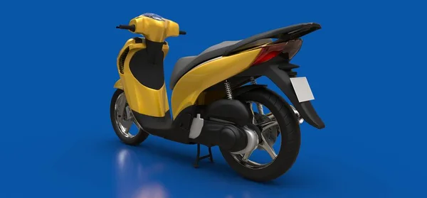 Modern Városi Sárga Moped Kék Háttérrel Illusztráció — Stock Fotó