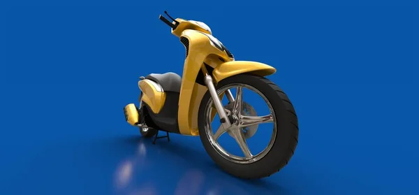 Moderno Amarelo Urbano Ciclomotor Fundo Azul Ilustração — Fotografia de Stock
